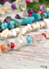 Boho Necklace, Blue Colorful Gold Shell